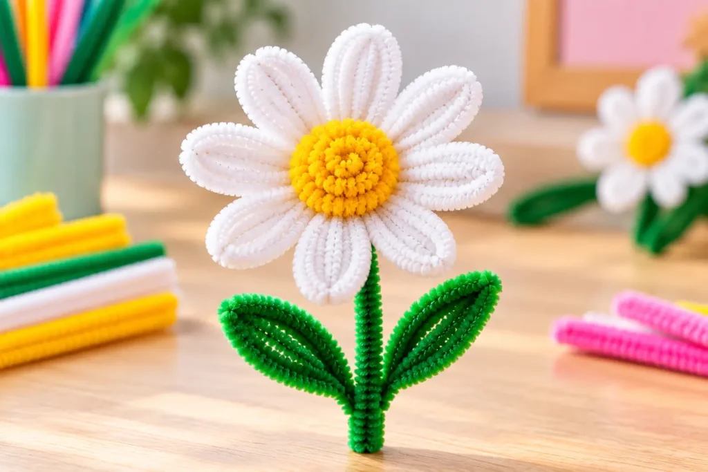 Easy pipe cleaner daisy for kids