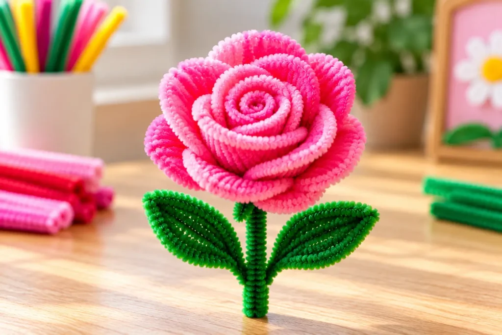 Easy pipe cleaner rose for kids