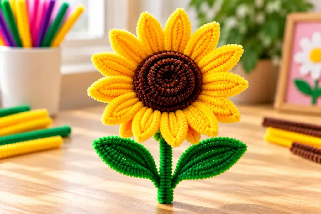 Easy pipe cleaner sunflower for kids