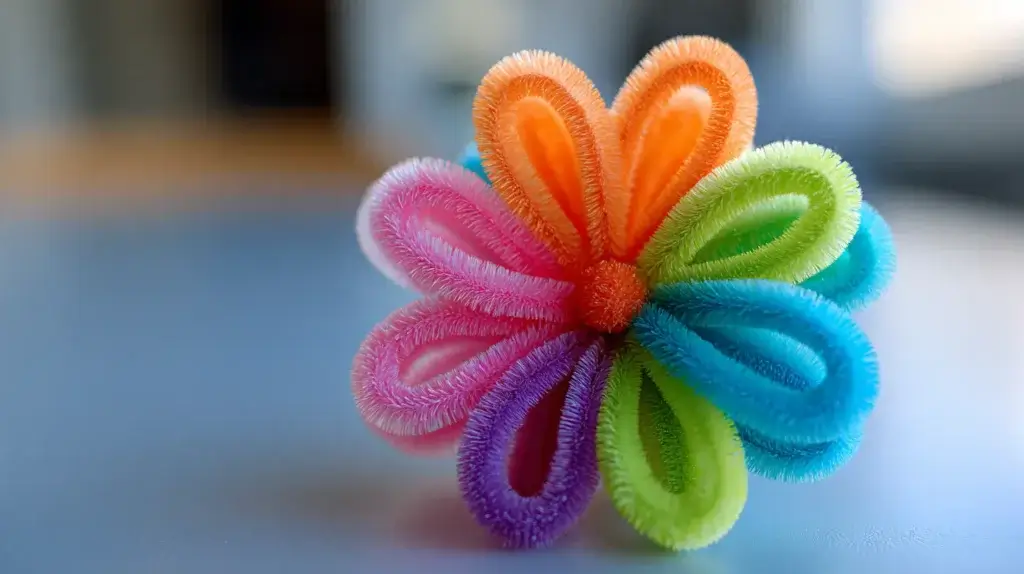 beginner pipe cleaner flowers with loop petal design