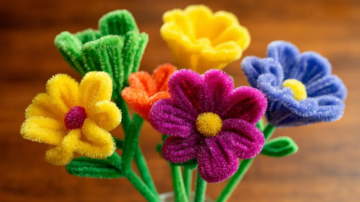 easy pipe cleaner flowers for kids made with colorful chenille stems