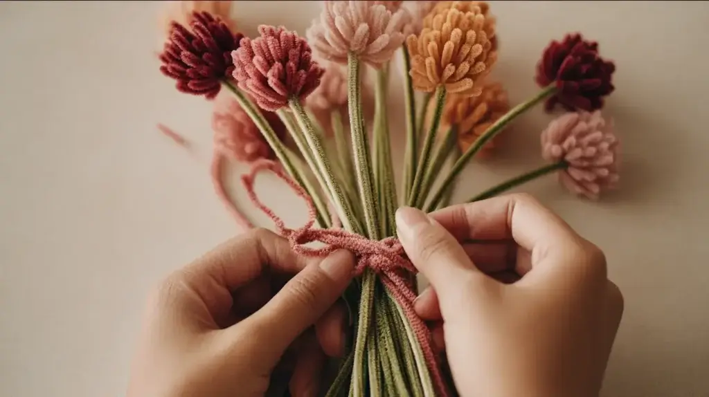 How to arrange a pipe cleaner flower bouquet step by step