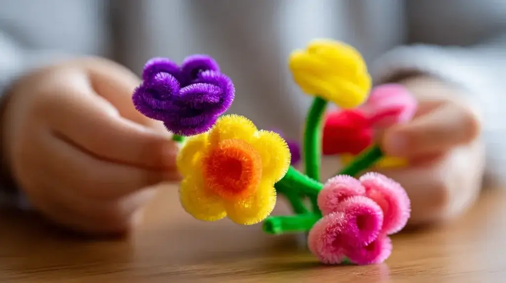 How to make pipe cleaner flowers for classroom decoration step by step