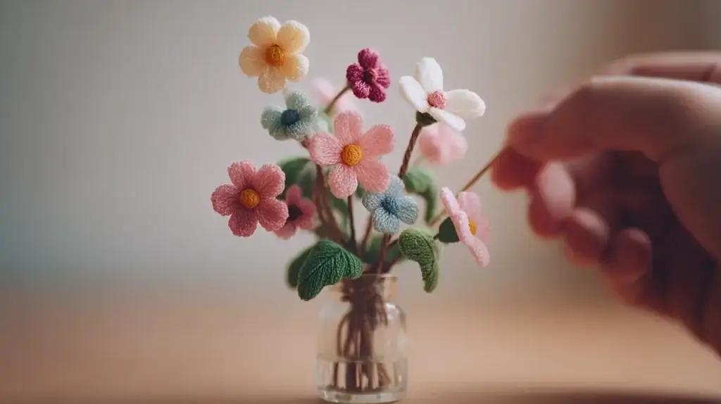 Making a small pipe cleaner flower arrangement
