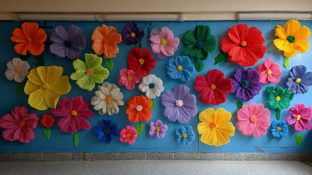 Pipe cleaner flower classroom display ideas