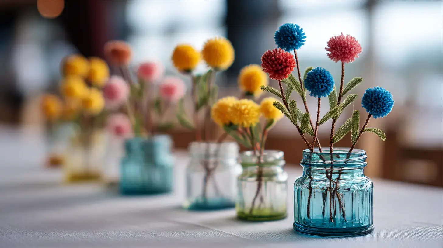 Pipe cleaner flower table centerpiece Pipe cleaner flower table centerpiece decoration