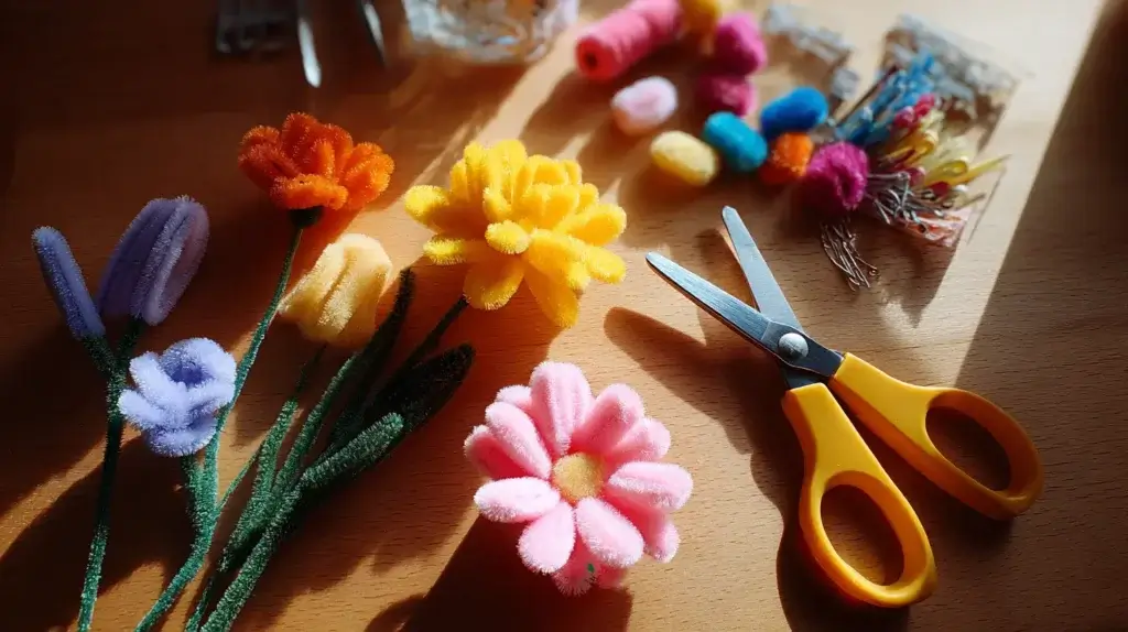 materials needed for pipe cleaner flower wall decoration