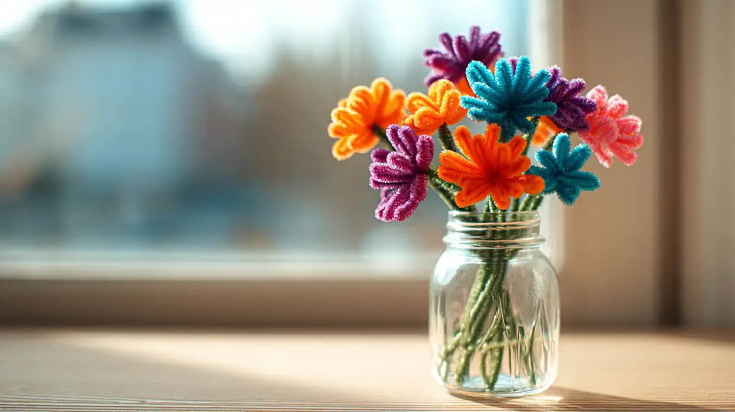 Pipe cleaner flower decoration bouquet Pipe cleaner flowers mini bouquet used as home decoration