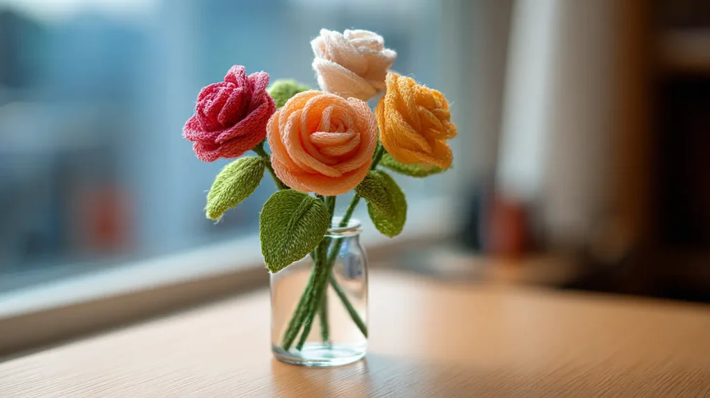 pipe cleaner rose bouquet for home decoration
