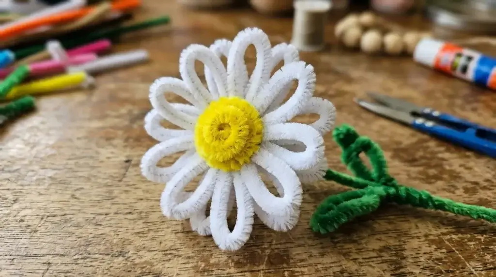 DIY pipe cleaner daisy flower craft