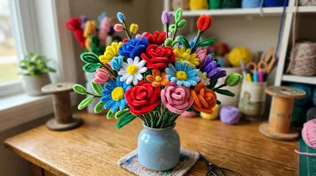 pipe cleaner flower bouquet DIY decoration