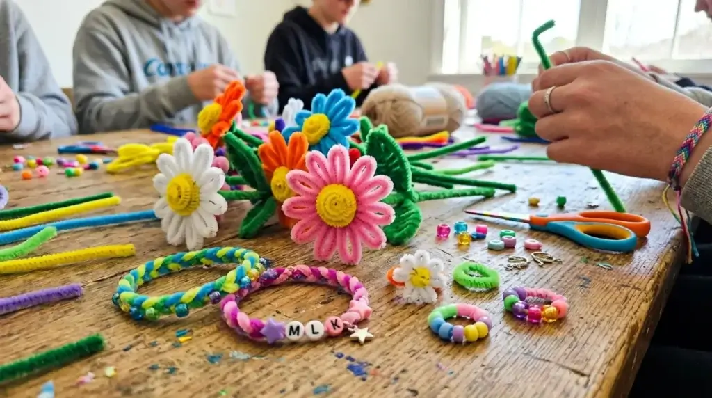 pipe cleaner flower crafts for teenagers DIY colorful flowers