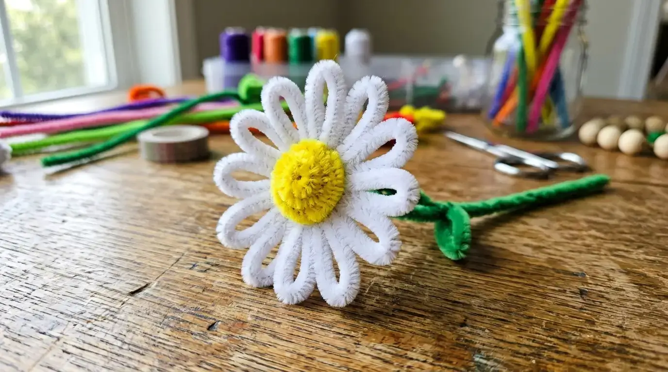 pipe cleaner daisy flower DIY craft