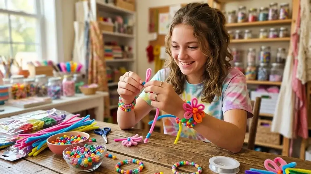 pipe cleaner flower bracelet DIY craft