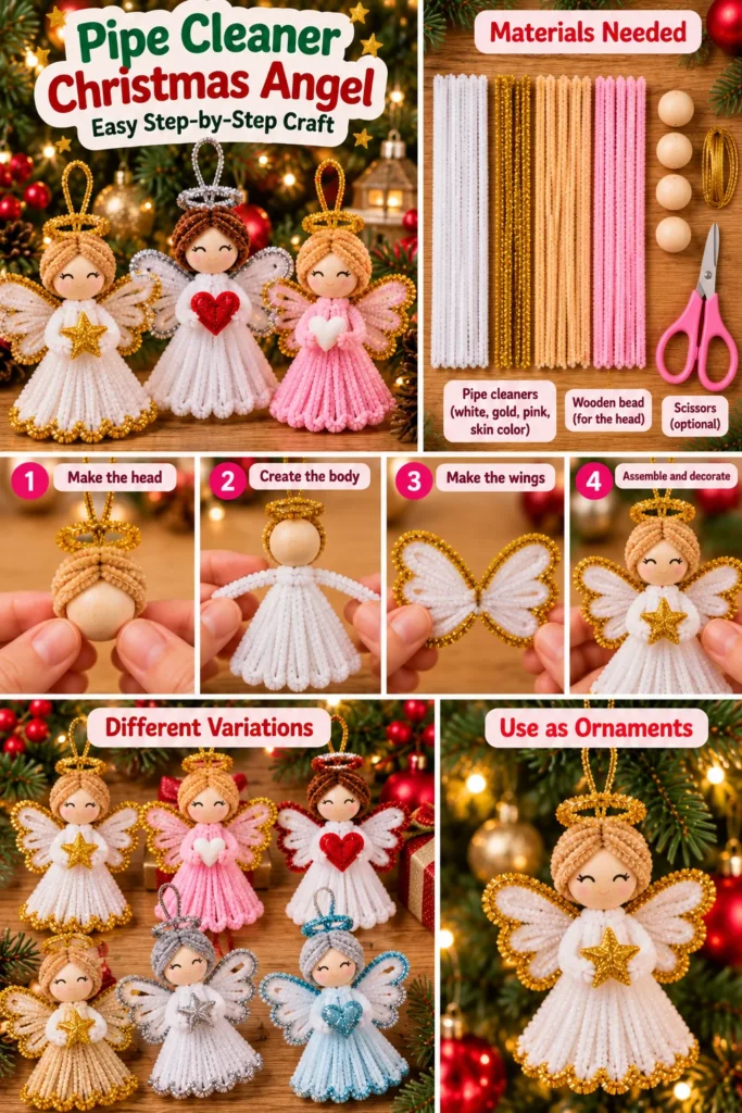 Pipe cleaner Christmas angel easy step-by-step holiday craft